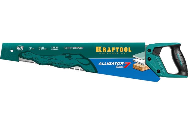 Ножовка для гипса Kraftool Alligator GIPS, 550 мм, 7 TPI специальный зуб, 15210