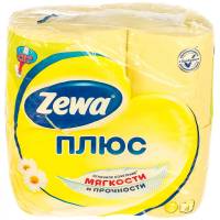 Бумага туалетная бытовая ZEWA Plus спайка 4 шт, 2-х слойная, аромат ромашки 144065 122816