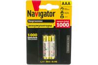 Аккумулятор Navigator NHR-1000-HR03-BP2, 1000mAh, AAA, NiMH 17104