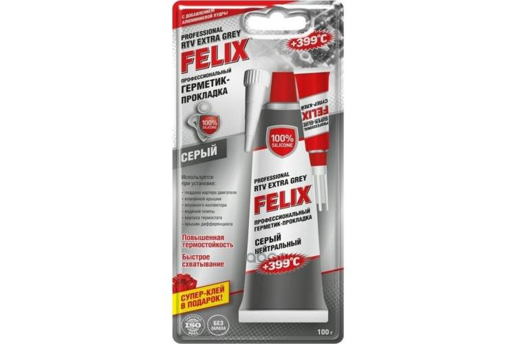 Герметик-прокладка FELIX (силиконовый; серый; 100 г) 411040110