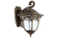 Садово-парковый светильник, четырехгранный на стену вниз 60W E27 230V, черное золото Feron PL4072 11484