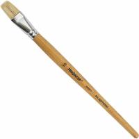 Кисть Пифагор щетина, плоская, № 16, деревянная лакированная ручка, пакет с подвесом 200877