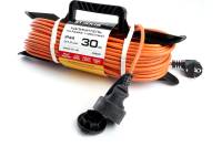 1-местный удлинитель-шнур на рамке STEKKER с заземлением HM04-01-30, 3х1.0мм2, 30м, 10А, Home, оранжевый 39629