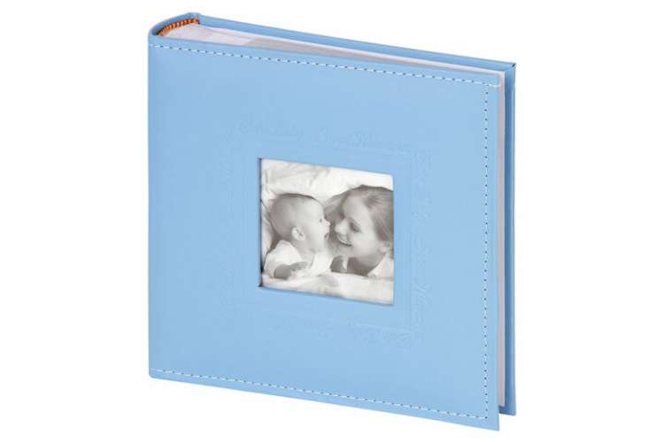 Фотоальбом BRAUBERG Cute Baby, на 200 фото 10х15 см, под кожу, бумажные страницы, синий, 391142