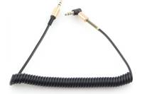 Аудио кабель Cablexpert 3.5 джек /3.5 джек 90 градусов, спиральный, черный, 1.8м CCAB-02-35MMLC-1.8MB