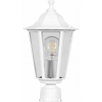 Садово-парковый светильник, шестигранный на столб 60W E27 230V, белый Feron 6103 11055