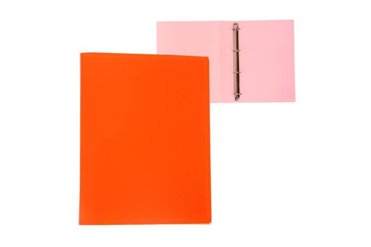 Пластиковая папка на 4 кольцах Calligrata А4, 40 мм, 500 мкм, оранжевый неон 6580745