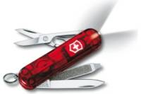 Нож-брелок Victorinox Classic SwissLite 0.6228.T, 58 мм, 7 функций, красный полупрозрачный