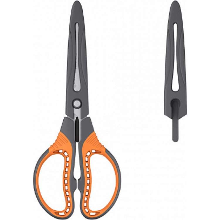 Ножницы ErichKrause Protector, 20.5 см с чехлом, серо-оранжевый 48057