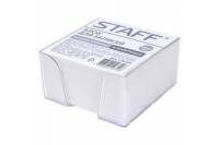 Блок для записей STAFF в прозрачной подставке, куб 9х9х5 см, белый, белизна 70-80% 129194