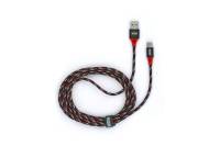 USB-кабель AM-Type-C BYZ 3 метра, 2.1A, тканевый, черно-красный, 23750-BC-090tBKR