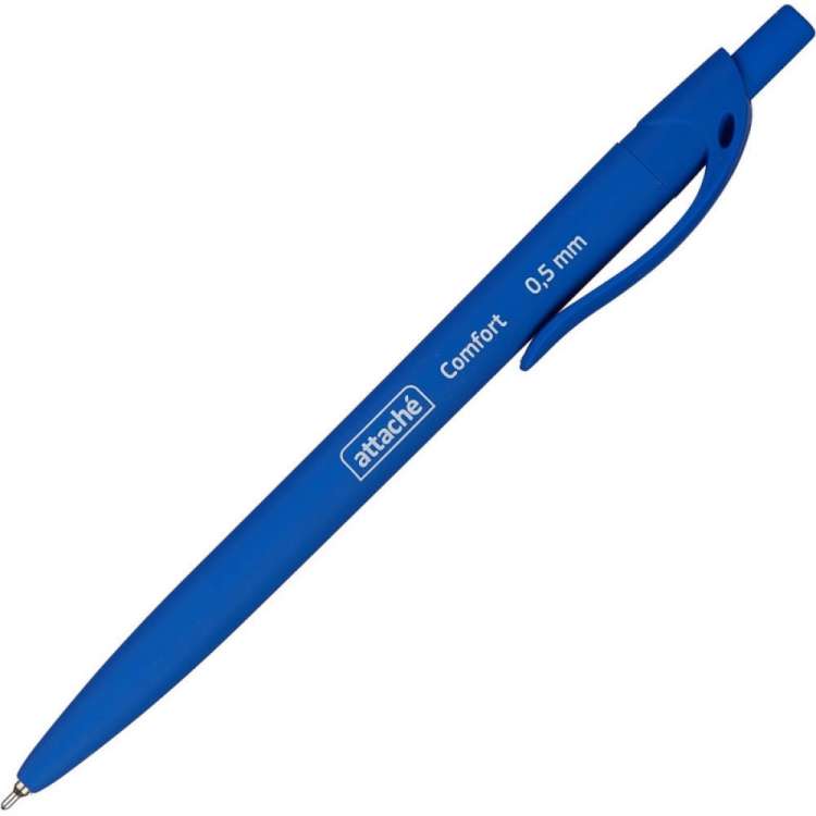 Шариковая масляная ручка 12 шт в упаковке Attache Comfort покрытие Soft touch синий стержень 571480