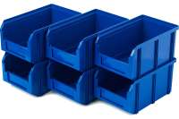 Пластиковый ящик СТЕЛЛА-ТЕХНИК, комплект 6 штук, V-2-К6-синий