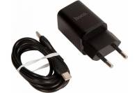 Зарядное устройство Hoco два порта 1*USB-A, 1*Type-C, кабель Type-C - Type-C, черный 828257