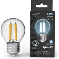 Лампа Filament Gauss Шар 13W 1150lm 4100К Е27 LED 1/10/50 105802213