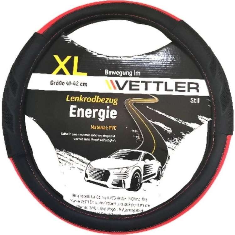 Оплетка на руль VETTLER Energie XL, 41-42 см, экокожа, красный XLEnergiered