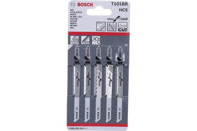 Пилка для лобзика 5 шт. HCS T101 BR Bosch 2.608.630.014