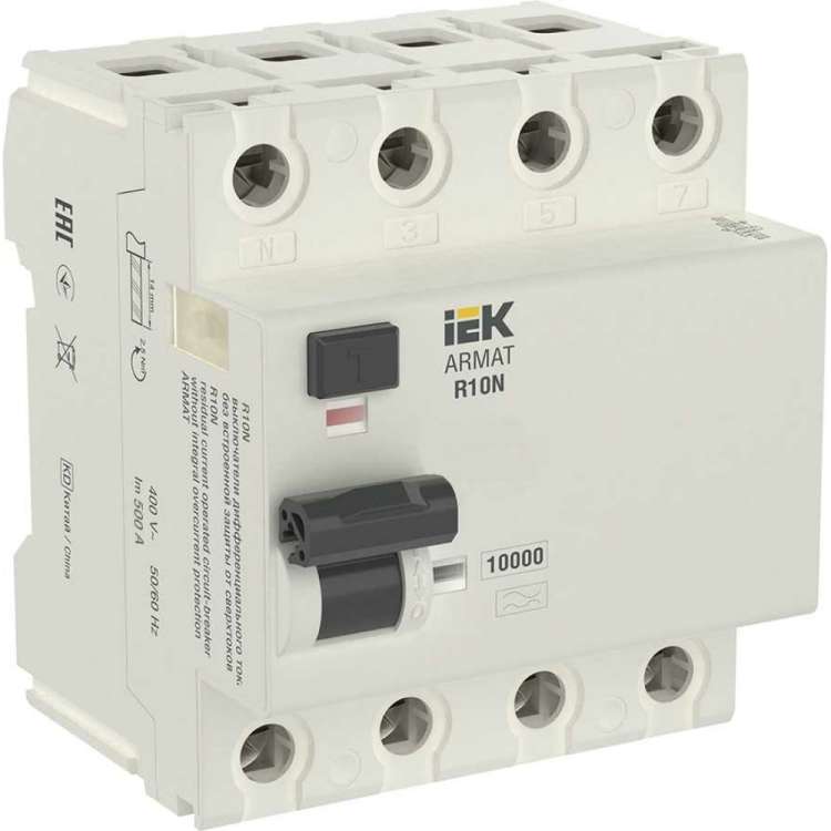 Выключатель дифференциального тока IEK ARMAT R10N 4P 80А 300мА тип AC AR-R10N-4-080C300