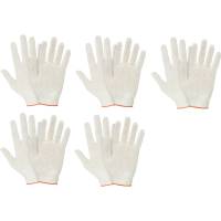 Трикотажные перчатки КОРДЛЕНД хлопок, 5-ти нитка, белые, 5 пар, 10-й класс, M, 39-41 гр, без покрытия PER-00031.5