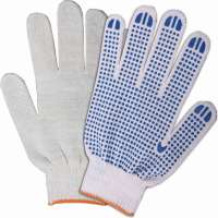 Трикотажные перчатки КОРДЛЕНД хлопок, 3-х нитка, белые, 10-й класс, M, 23-25 гр, ПВХ точка PER-00026