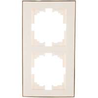 Двухместная горизонтальная рамка LEZARD RAIN б/ вст белая с бок. вст. золото 703-0226-147