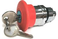 Головка аварийной кнопки Briswik металл красный гриб 22мм ключ КМЕ 51ФКС красный IP40 LAY4-BS14.BR