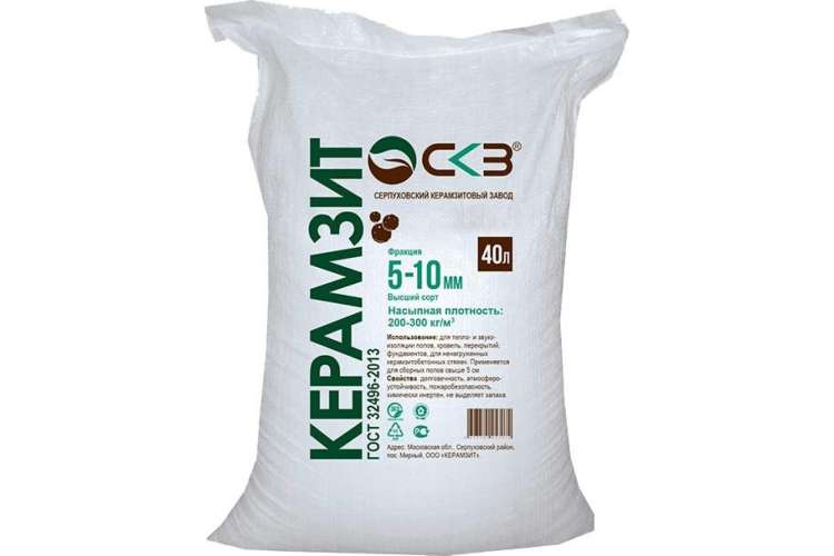 Керамзит в мешке с логотипом СКЗ (фракция 5-10 мм; 40 л) SKZVS88051040
