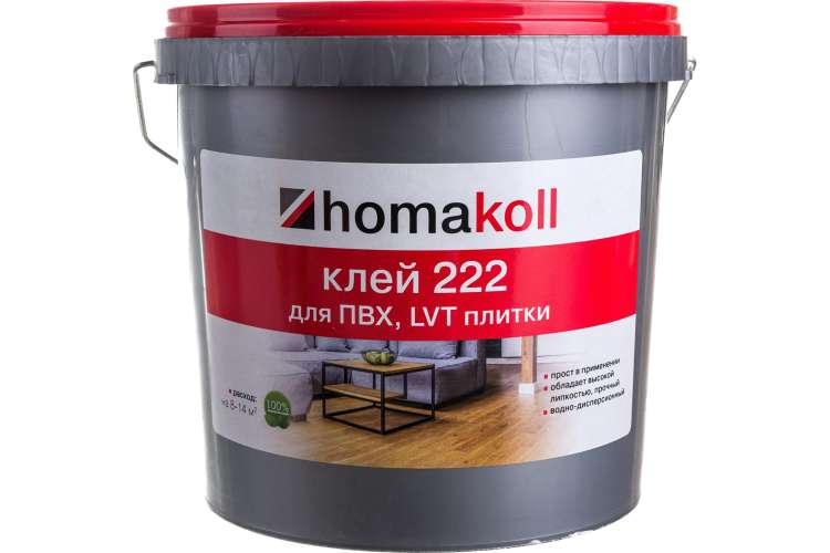 Клей Homakoll 222, для ПВХ и LVT плитки, 3.5 кг 460399