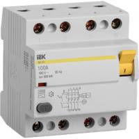 Выключатель дифференциального тока IEK ВД1-63, 4п, 100A, 100mA, тип AC, ИЭК MDV10-4-100-100