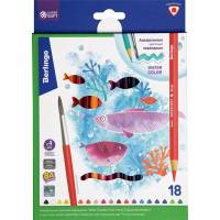 Акварельные карандаши BERLINGO SuperSoft Рыбки, 18 цветов+кисть, трехгранные, заточенные SSA1718