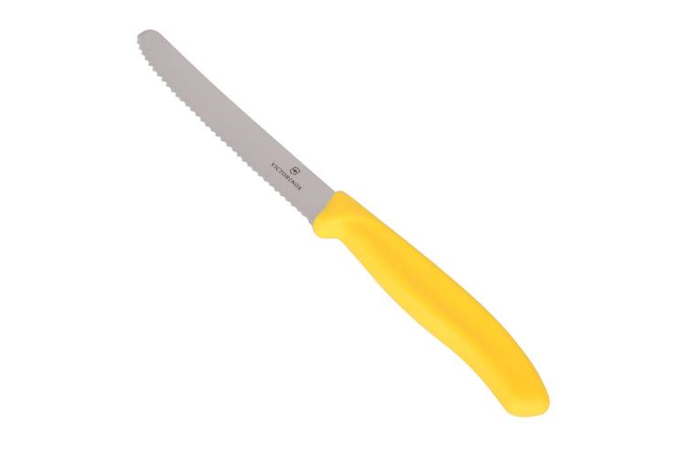 Нож для томатов и сосисок Victorinox лезвие 11 см волнистое, желтый, 6.7836.L118