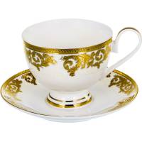 Чайный набор Balsford NEW BONE CHINA (2) чашка 230 мл + блюдце, золотой орнамент, подарочная упаковка PVC 125-14009