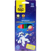 Цветные карандаши Мульти-Пульти Енот в космосе, 12 цветов, трехгранные, заточенные CP_29296