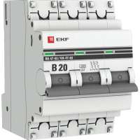 Автоматический выключатель EKF 3P 20А 4.5kA ВА47-63 PROxima SQ mcb4763-3-20B-pro