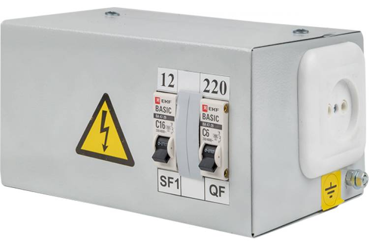 Ящик с понижающим трансформатором EKF Basic ЯТП 0,25кВА, 220/12В, SQyatp0,25-220/12v-2a