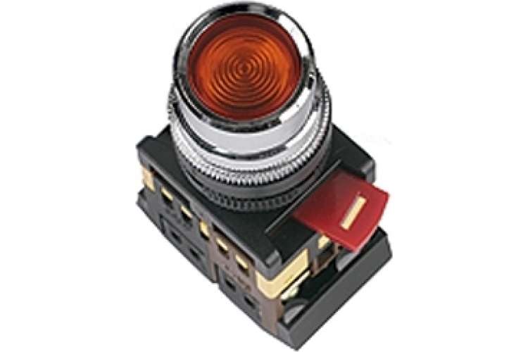 Кнопка TDM ABLFS-22, красный, d22мм, неон/230В, 1з 1р SQ0704-0008