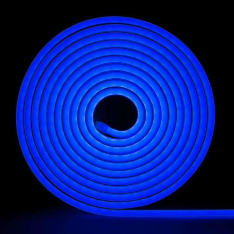 Неоновая светодиодная лента MAKSILED 5м, 6x12мм, 24В, 9Вт/м, 120 LED/m, IP33 (ПВХ), синий, ML-NF-24V-0612-Blue