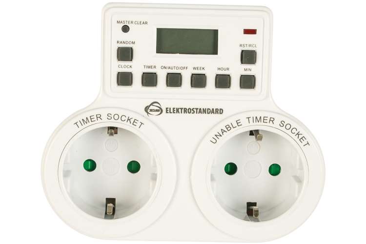 Электронная розетка-таймер Elektrostandard TMH-E-5 16A x2 IP20 /Белый a026138