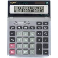 Настольный металлический калькулятор STAFF STF-1712 200х152мм, 12 разрядов, двойное питание, 250121