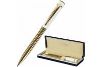 Подарочная шариковая ручка GALANT Mont Pelerin, корпус золотой-белый, золотистые детали, 0,7мм, синяя, 141661
