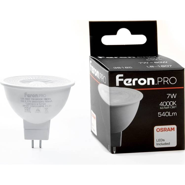 Светодиодная лампа FERON PRO LB-1607 G5.3 7W 4000K, 38186