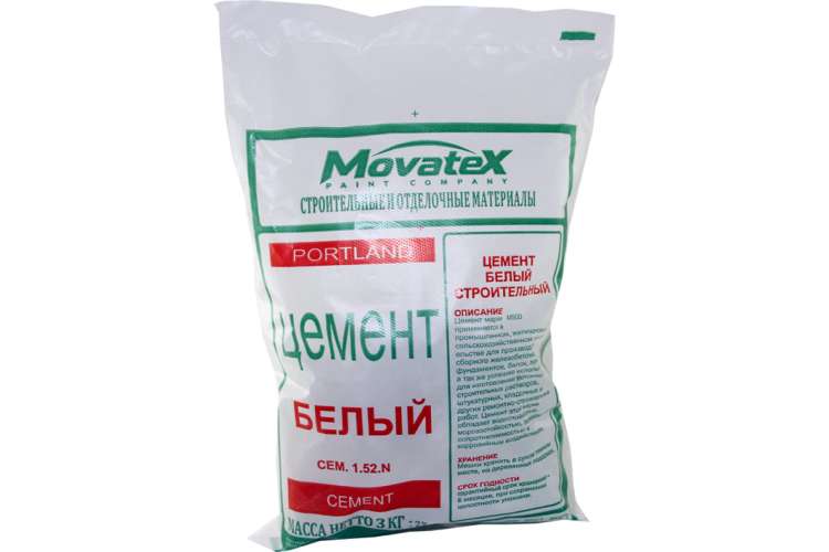 Цемент Movatex белый, 3 кг Т02381