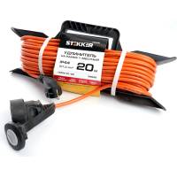 1-местный удлинитель-шнур на рамке STEKKER с заземлением HM04-01-20, 3х1.0мм2, 20м, 10А, Home, оранжевый 39628
