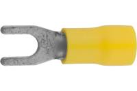 Изолированный наконечник для кабеля Светозар с вилкой желтый внутренний d 4,3 мм под болт 8мм провод 4-6 мм2 48 А 10 шт. 49420-60