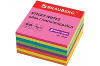 Самоклеящийся блок BRAUBERG стикер, 76х76 мм, 400 листов, неоновый, 8 цветов 126686