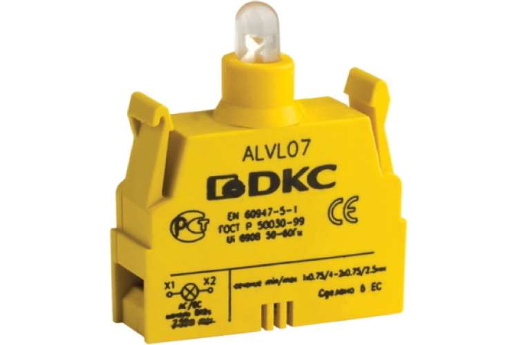 Контактный блок с клеммными зажимами под винт DKC со светодиодом на 12В ALVL12 93784