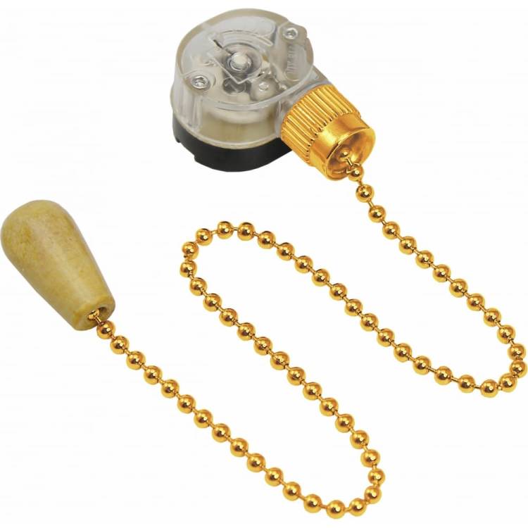 Выключатель для бра REXANT с цепочкой 270 мм и деревянным наконечником Gold 10 шт 32-0106