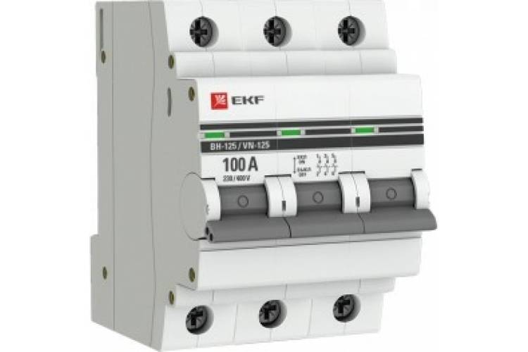 Выключатель нагрузки EKF 3P 100А ВН-125 PROxima SQSL125-3-100-pro