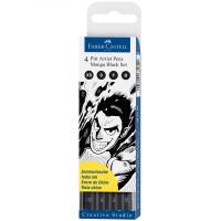 Набор капиллярных ручек Faber-Castell Pitt Artist Pen Manga Black set 4 шт, 0.1/0.3/0.5 мм 167132
