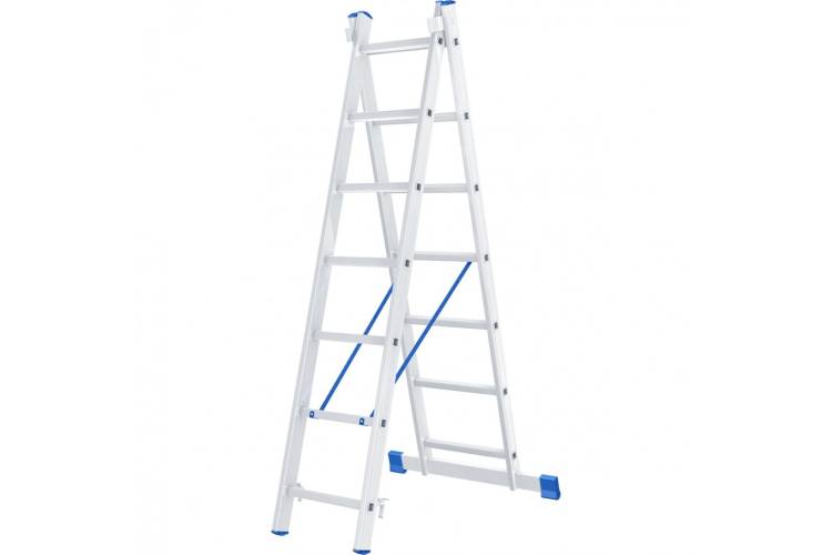 Алюминиевая двухсекционная лестница СИБРТЕХ 2х7 ступеней 97907